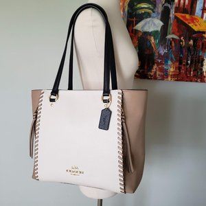 marlon tote in colorblock with whipstitch